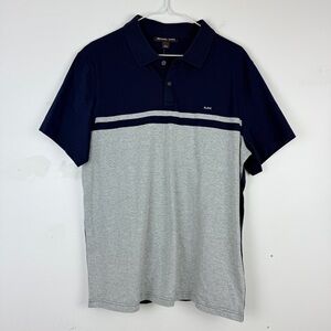 NWT Michael Kors Color block Navy and Gray Polo Shirt